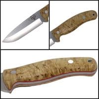 Mk II TBS Timberwolf Camp Knife - Standard Sheath - Curly Birch